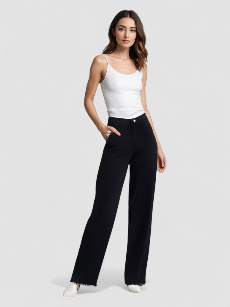 Elegant Svart Jeans med Rå Finish