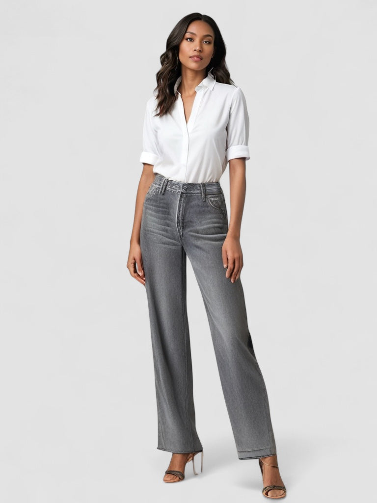 Grå Utställd Jeans